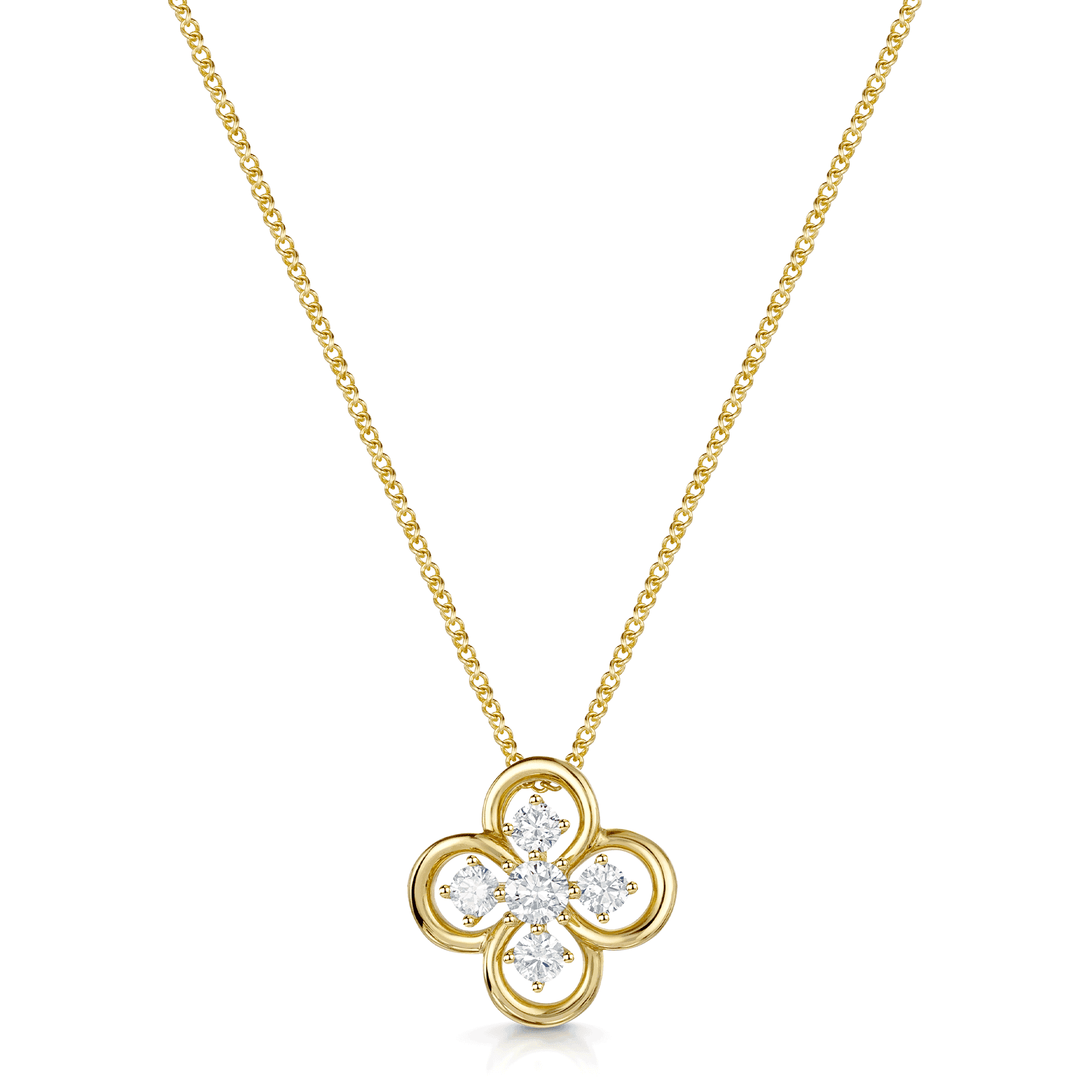 Berry's 18ct Yellow Gold Five Stone Flower Diamond Pendant - Berry's Jewellers