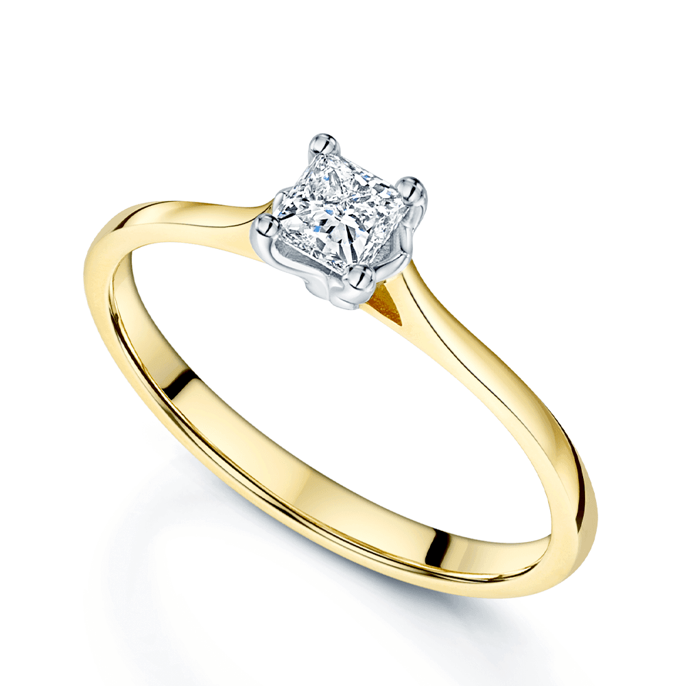 Berry's 18ct Yellow Gold GIA 0.31 Carat Single Stone Princess Cut Ring - Berry's Jewellers