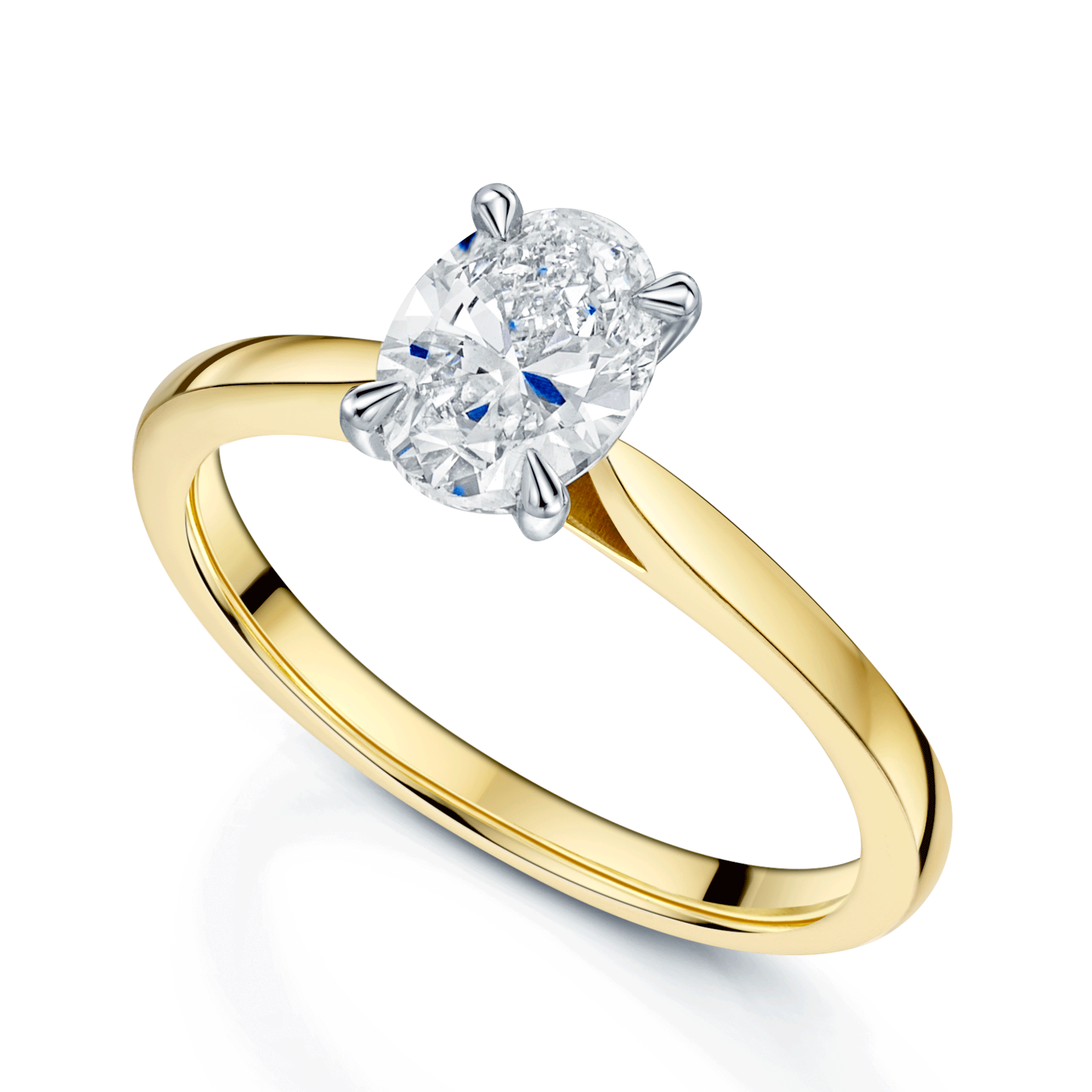 18ct Yellow Gold GIA Certificated Oval Cut Diamond Claw Set Solitaire Ring.