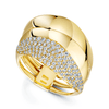 18ct Yellow Gold Offset Triple Band Ring With A Pave Diamond Edge