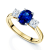 18ct Yellow Gold Oval Cut Sapphire And Diamond Three Stone Ring