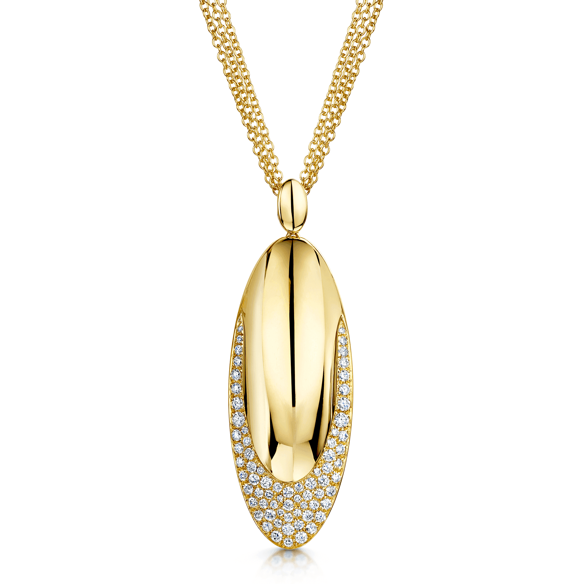 Berry's 18ct Yellow Gold Oval Pave Diamond Pendant - Berry's Jewellers