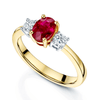 Berry's 18ct Yellow Gold Oval Ruby and Diamond Three Stone Ring - Berry's Jewellers