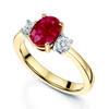 Berry's 18ct Yellow Gold Oval Ruby And Round Brilliant Cut Diamond Three Stone Ring - Berry's Jewellers