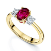 Berry's 18ct Yellow Gold Oval Ruby And Round Brilliant Cut Diamond Three Stone Ring - Berry's Jewellers