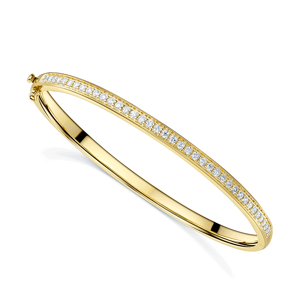 18ct Yellow Gold Pave Set Bangle