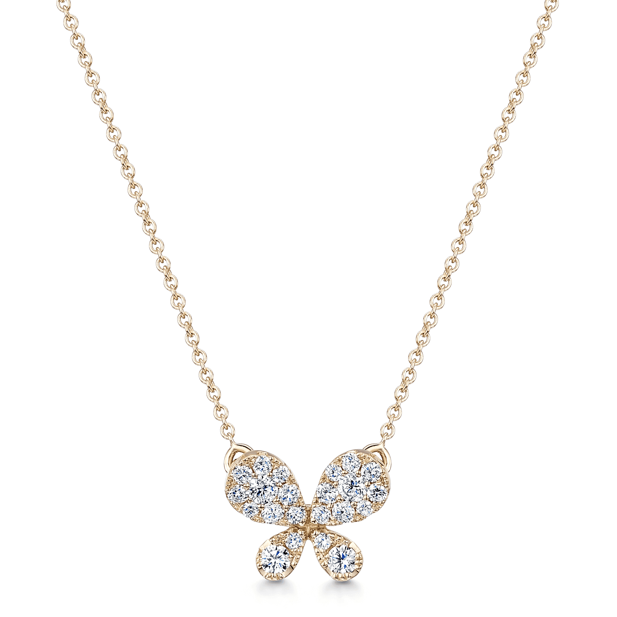 Berry's 18ct Yellow Gold Pave Set Diamond Butterfly Pendant - Berry's Jewellers