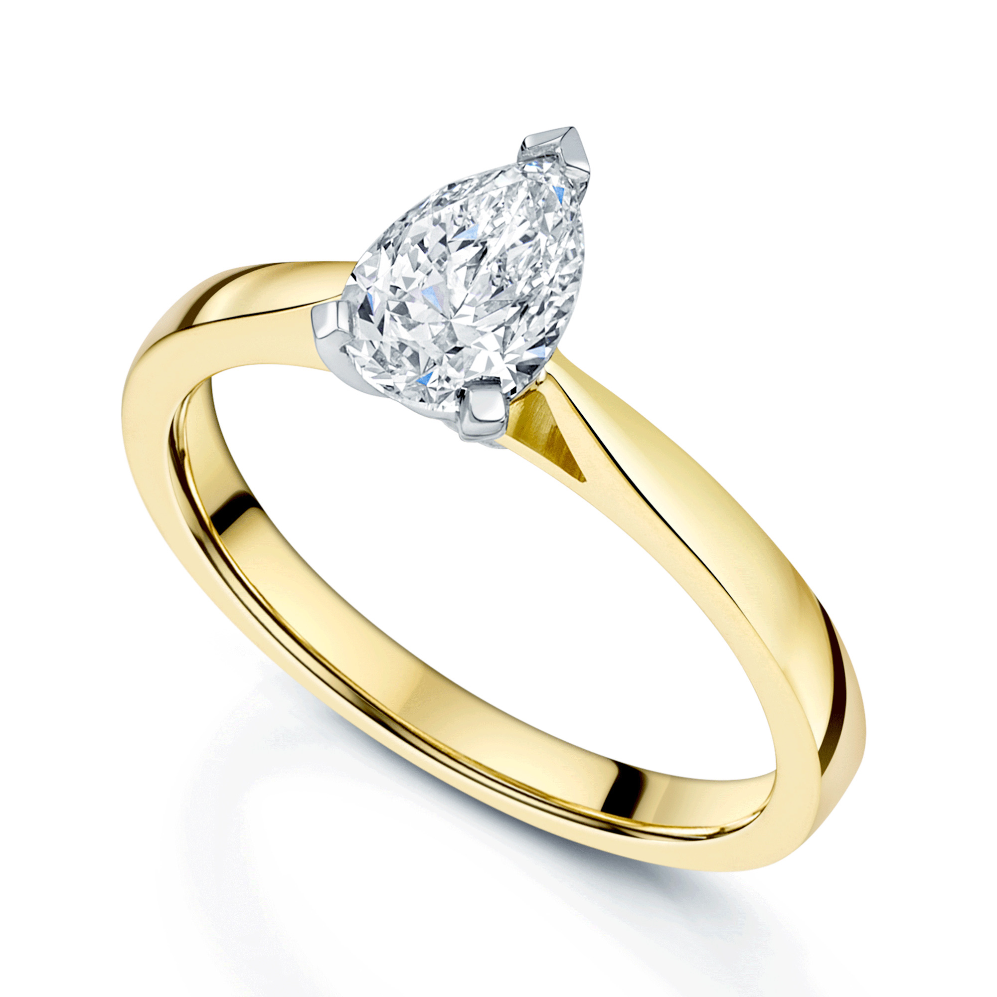 18ct Yellow Gold Pear Cut Diamond Engagement Ring