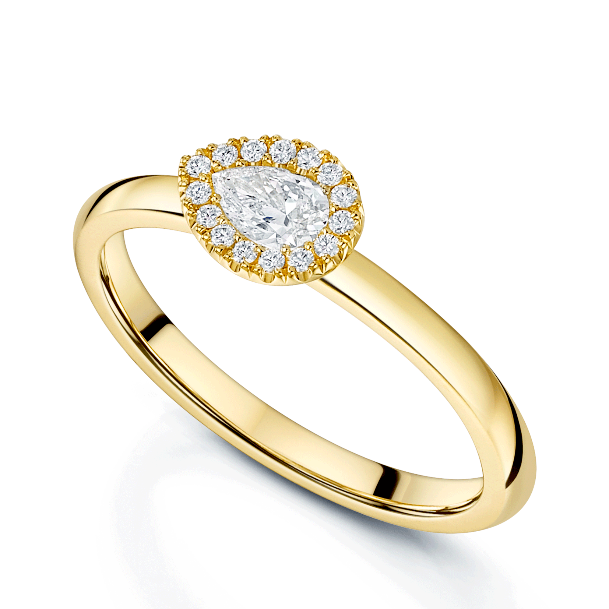 Berry's 18ct Yellow Gold Pear Cut Diamond Halo Ring - Berry's Jewellers