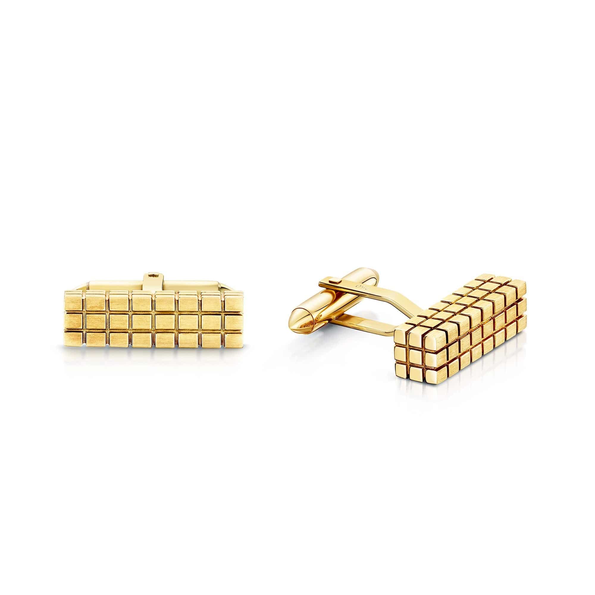 Berry's 18ct Yellow Gold Rectangular Chequered Cufflinks - Berry's Jewellers