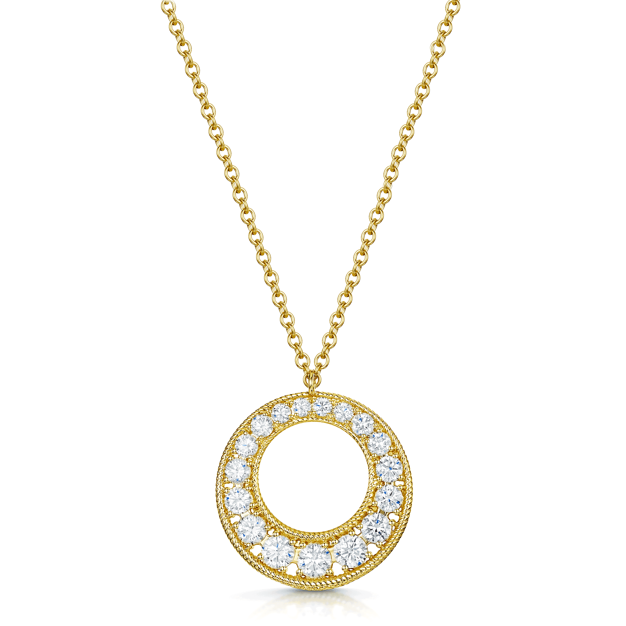 18ct Yellow Gold Round Brilliant Cut Diamond Circle Pendant