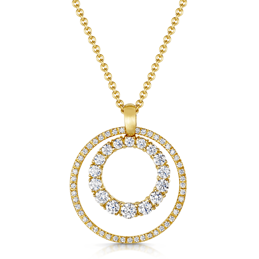 Berry's 18ct Yellow Gold Round Brilliant Cut Diamond Double Circle Pendant - Berry's Jewellers