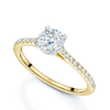 18ct Yellow Gold Round Brilliant Cut Diamond Ring With Diamond Set Shoulders