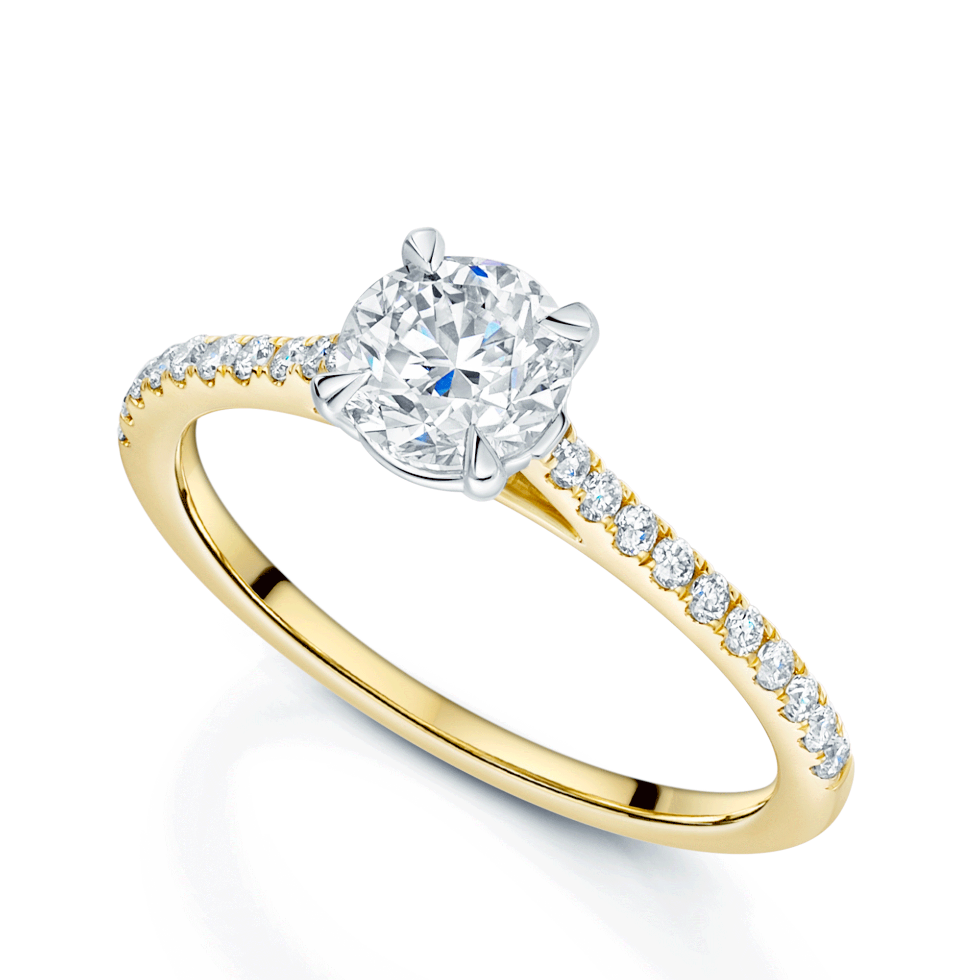 Berry's 18ct Yellow Gold Round Brilliant Cut Diamond Ring With Diamond Set Shoulders - Berry's Jewellers