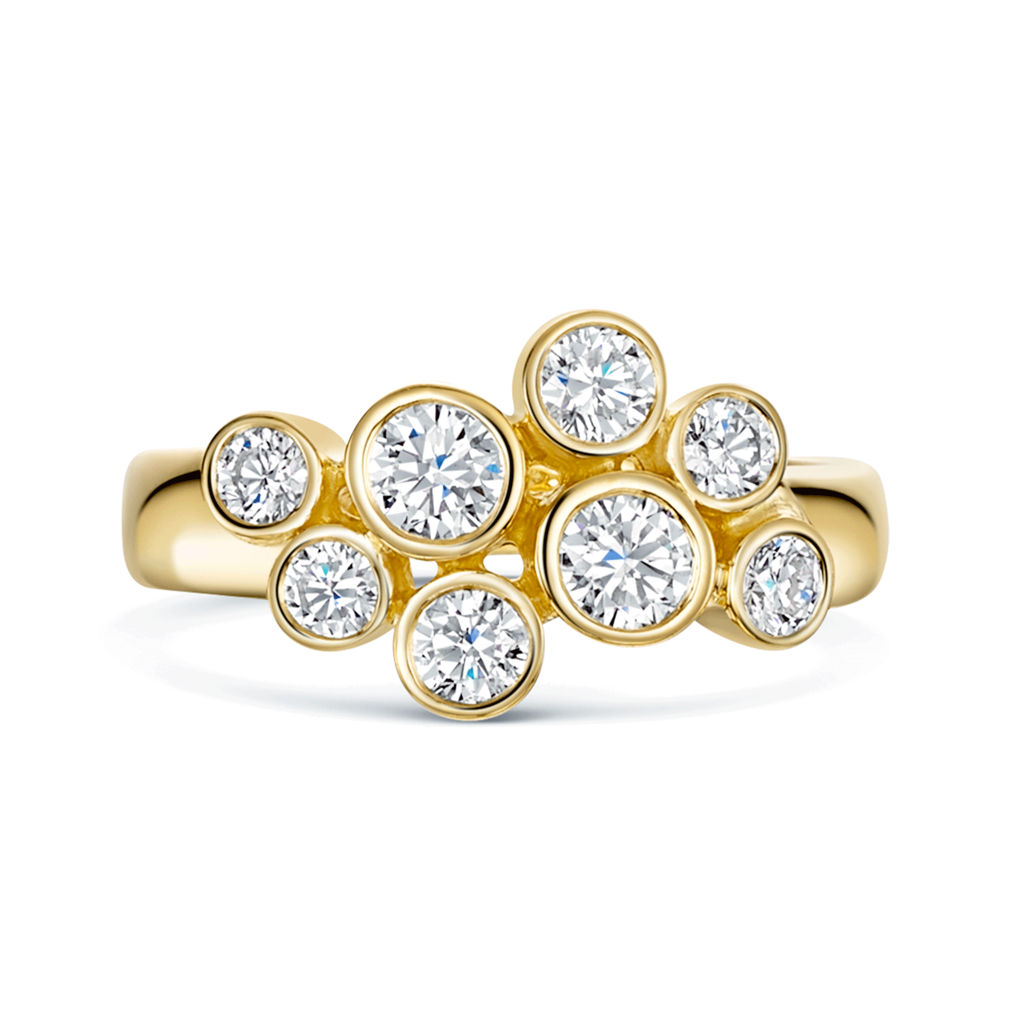 18ct Yellow Gold Round Brilliant Cut Diamond Rub Over Dress Ring