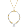 18ct Yellow Gold Round Brilliant Cut Diamond Rub Over Fancy Graduated Drop Pendant