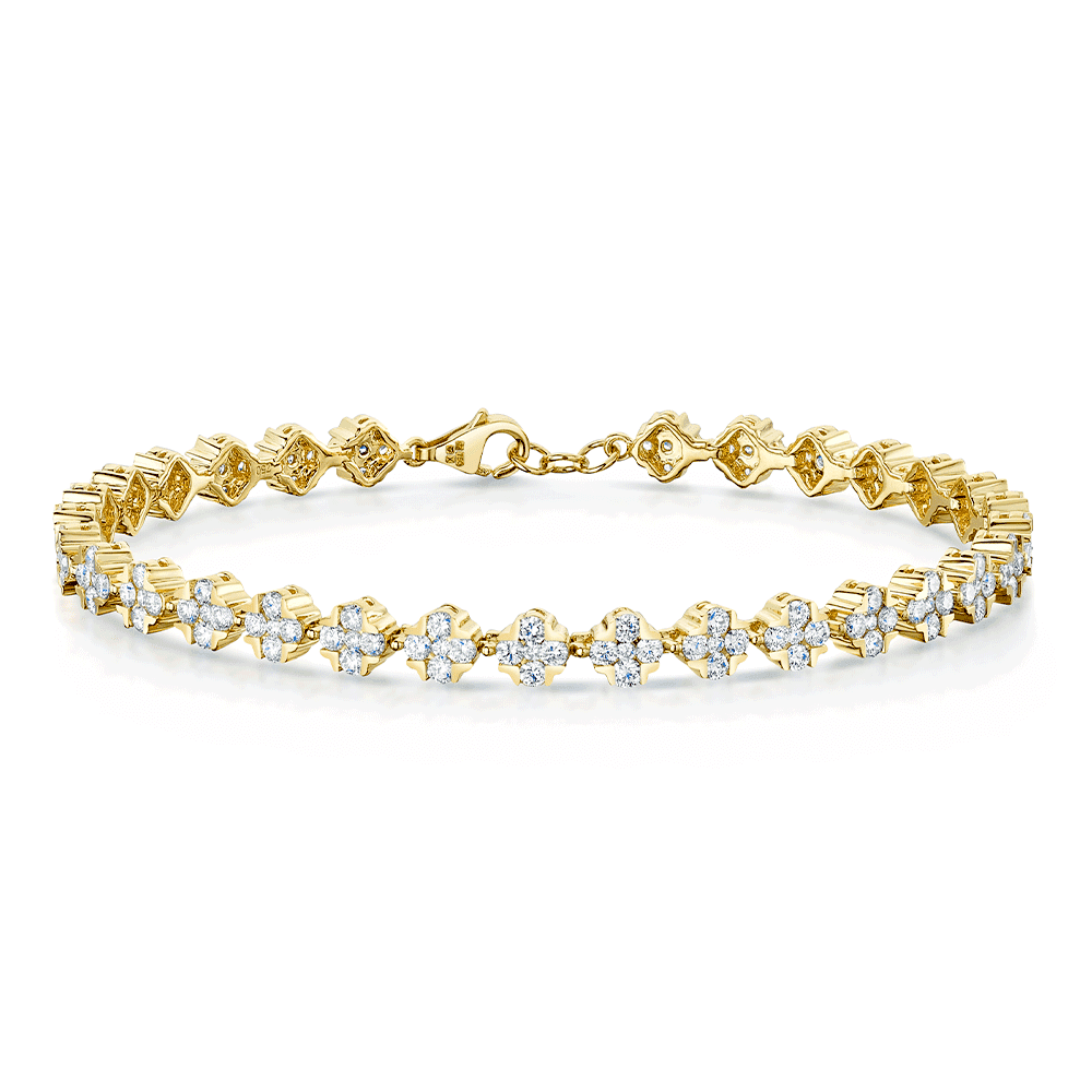 Berry's 18ct Yellow Gold Round Brilliant Cut Diamond Set Cluster Bracelet - Berry's Jewellers