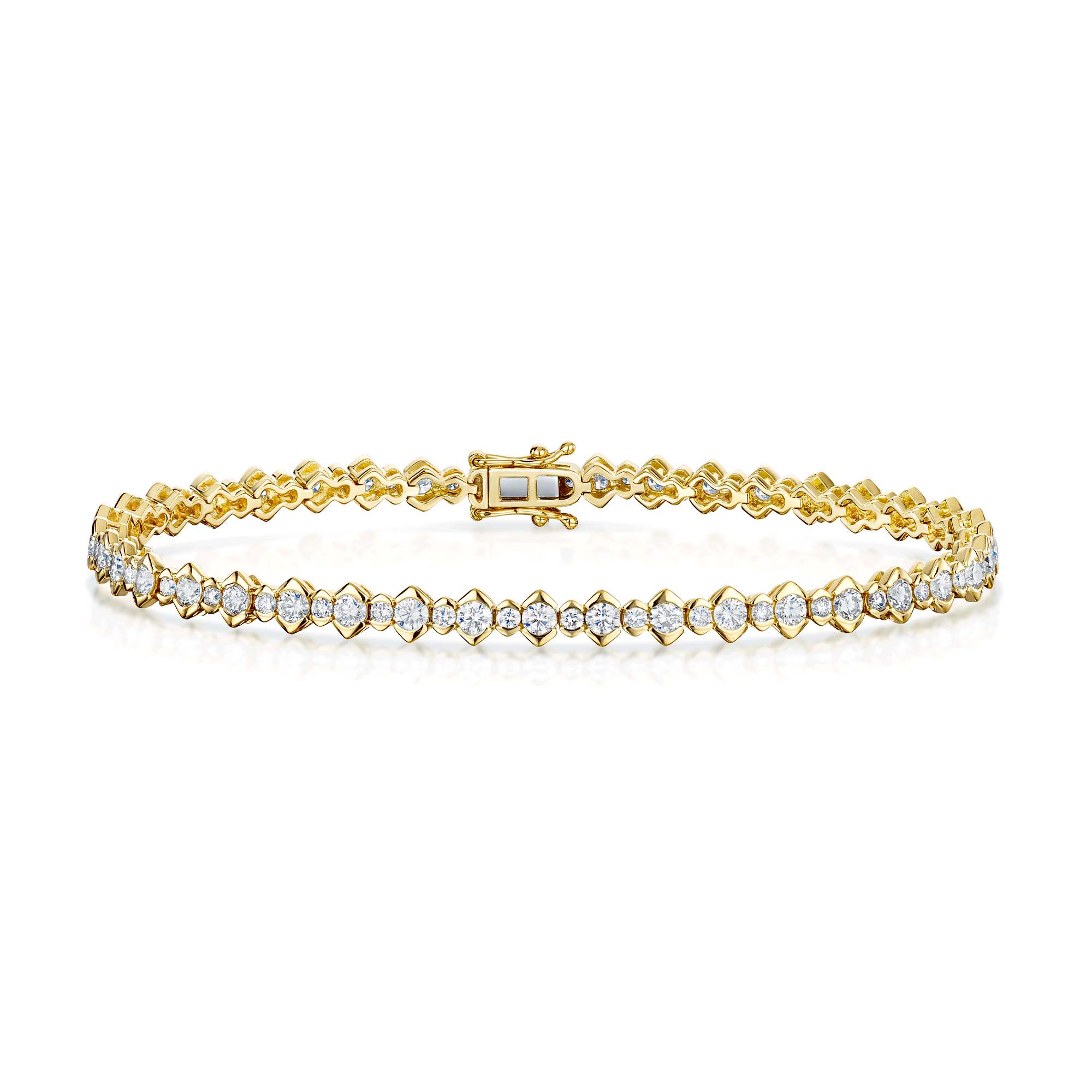 Berry's 18ct Yellow Gold Round Brilliant Cut Fancy Diamond Tennis Bracelet - Berry's Jewellers