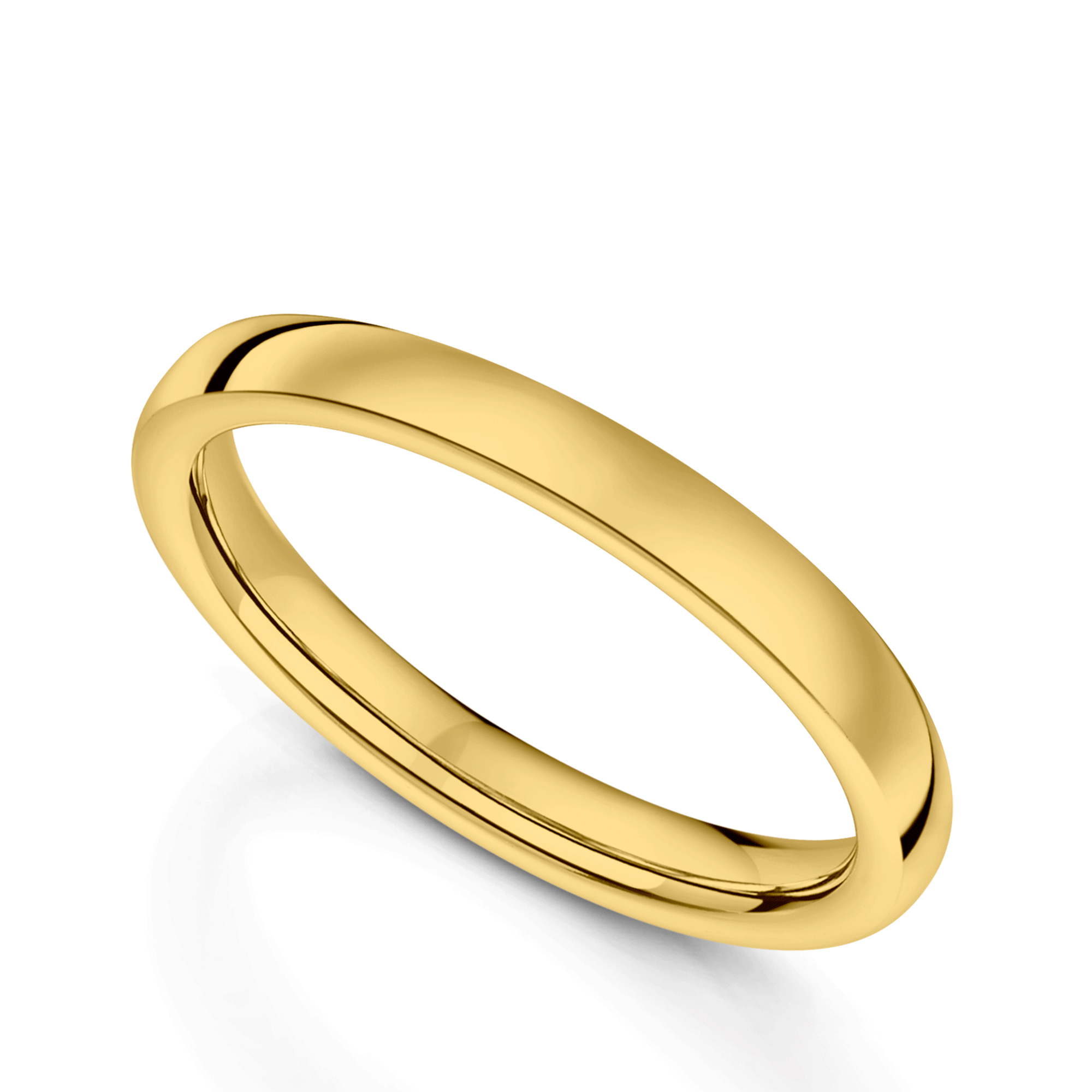 18ct Yellow Gold Rounded Flat Ladies Wedding Ring