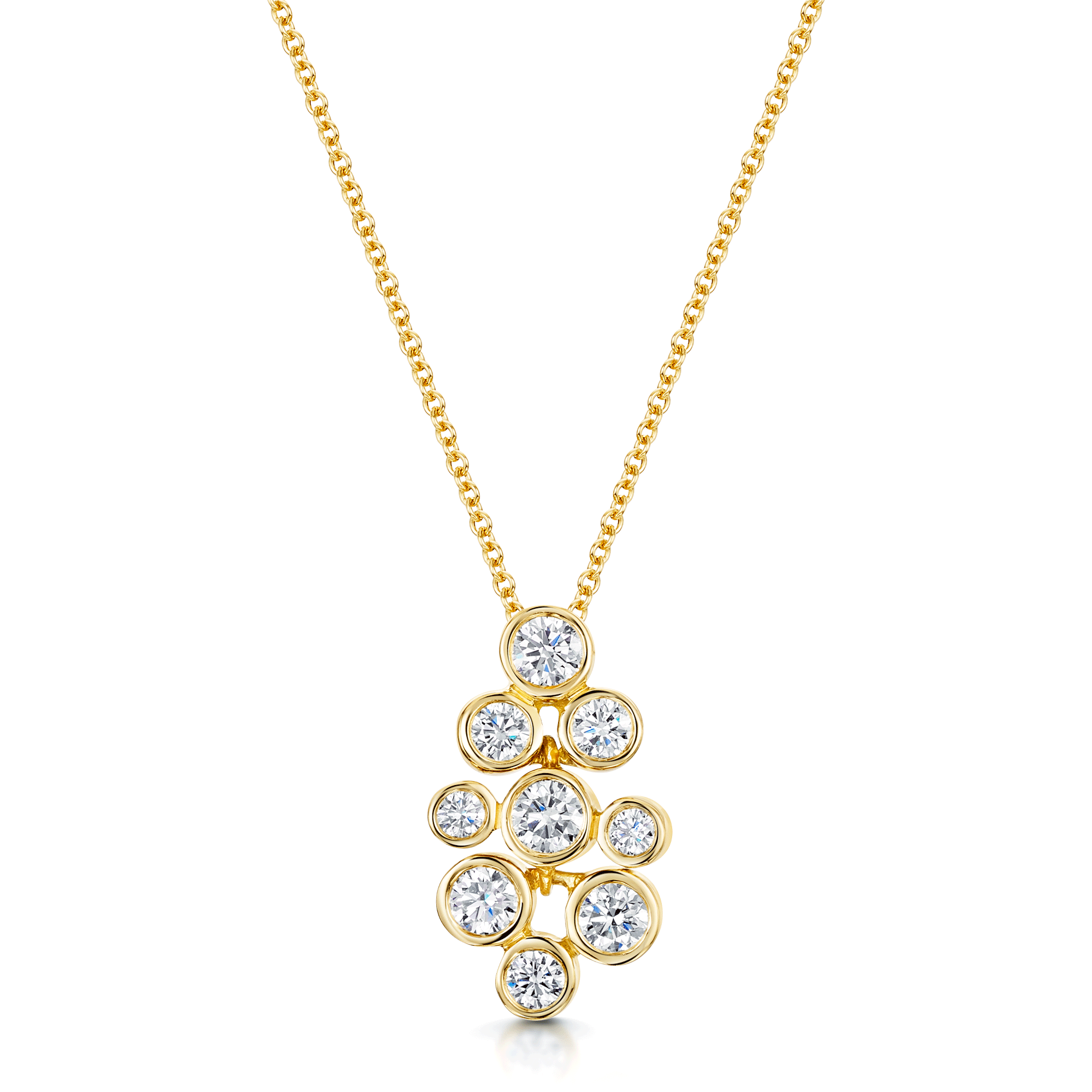 18ct Yellow Gold Rub Over Set Round Brilliant Diamond Pendant