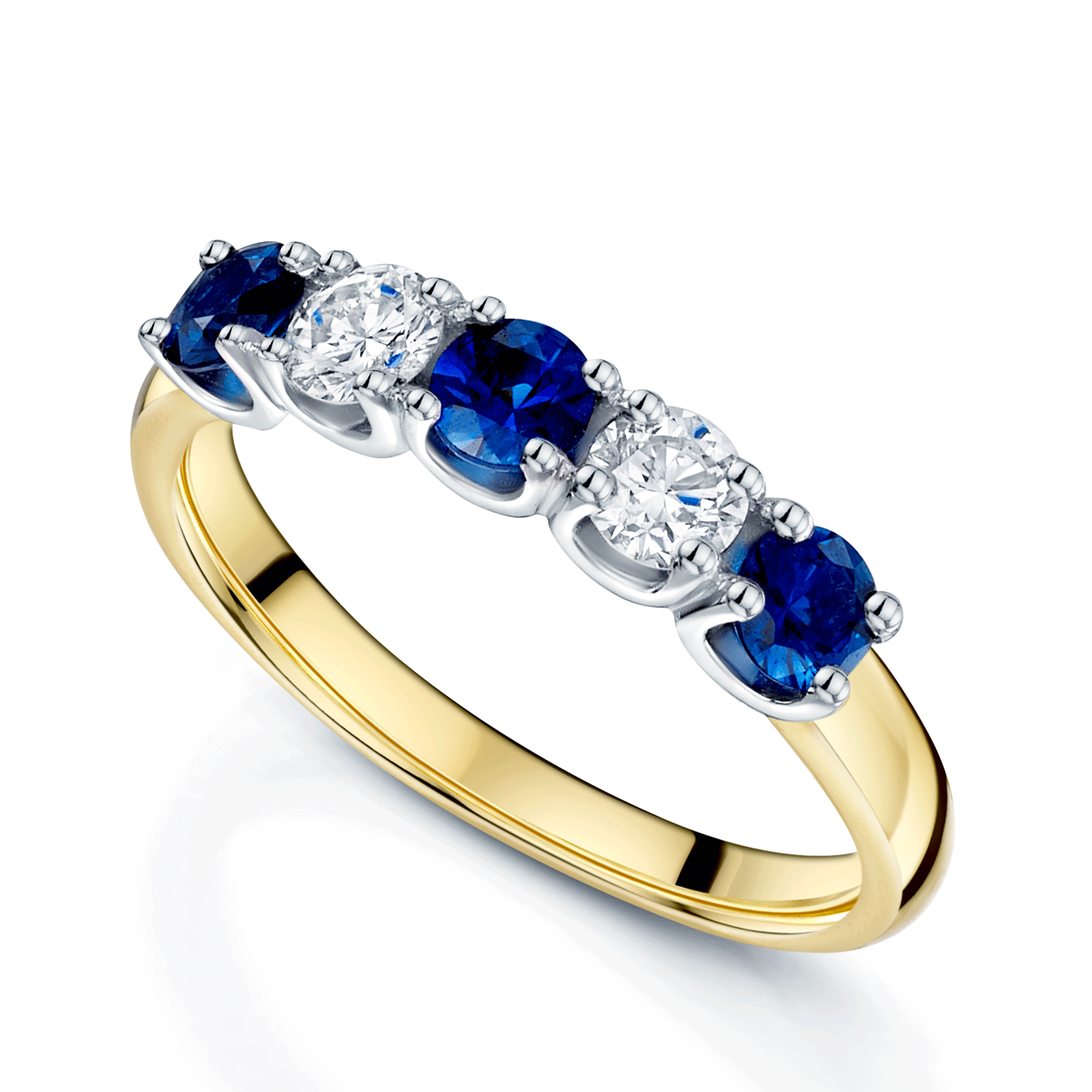 18ct Yellow Gold Sapphire And Diamond Half Eternity Ring