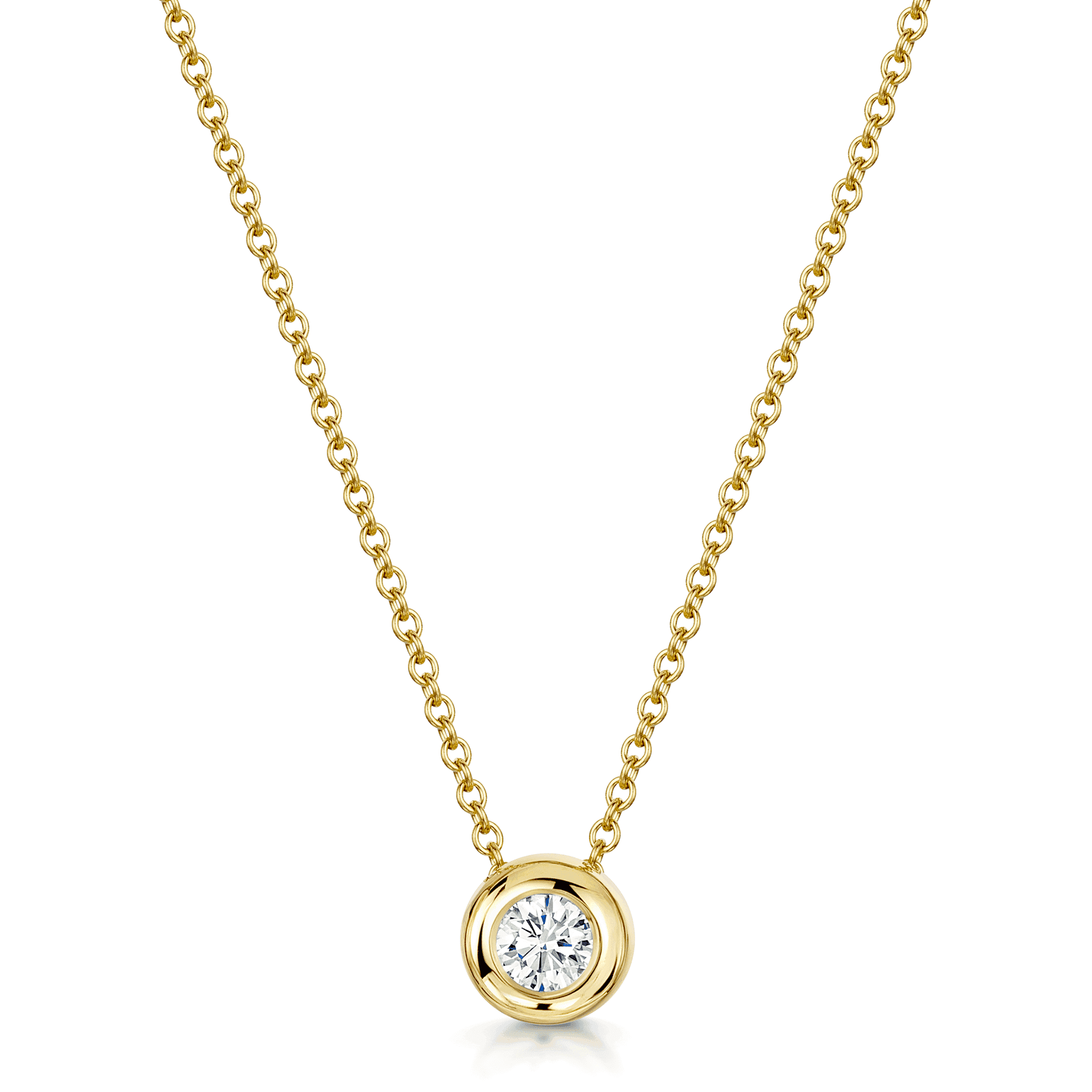 Berry's 18ct Yellow Gold Single Stone Brilliant Cut Diamond Rub Over Pendant - Berry's Jewellers