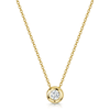 18ct Yellow Gold Single Stone Brilliant Cut Diamond Rub Over Pendant