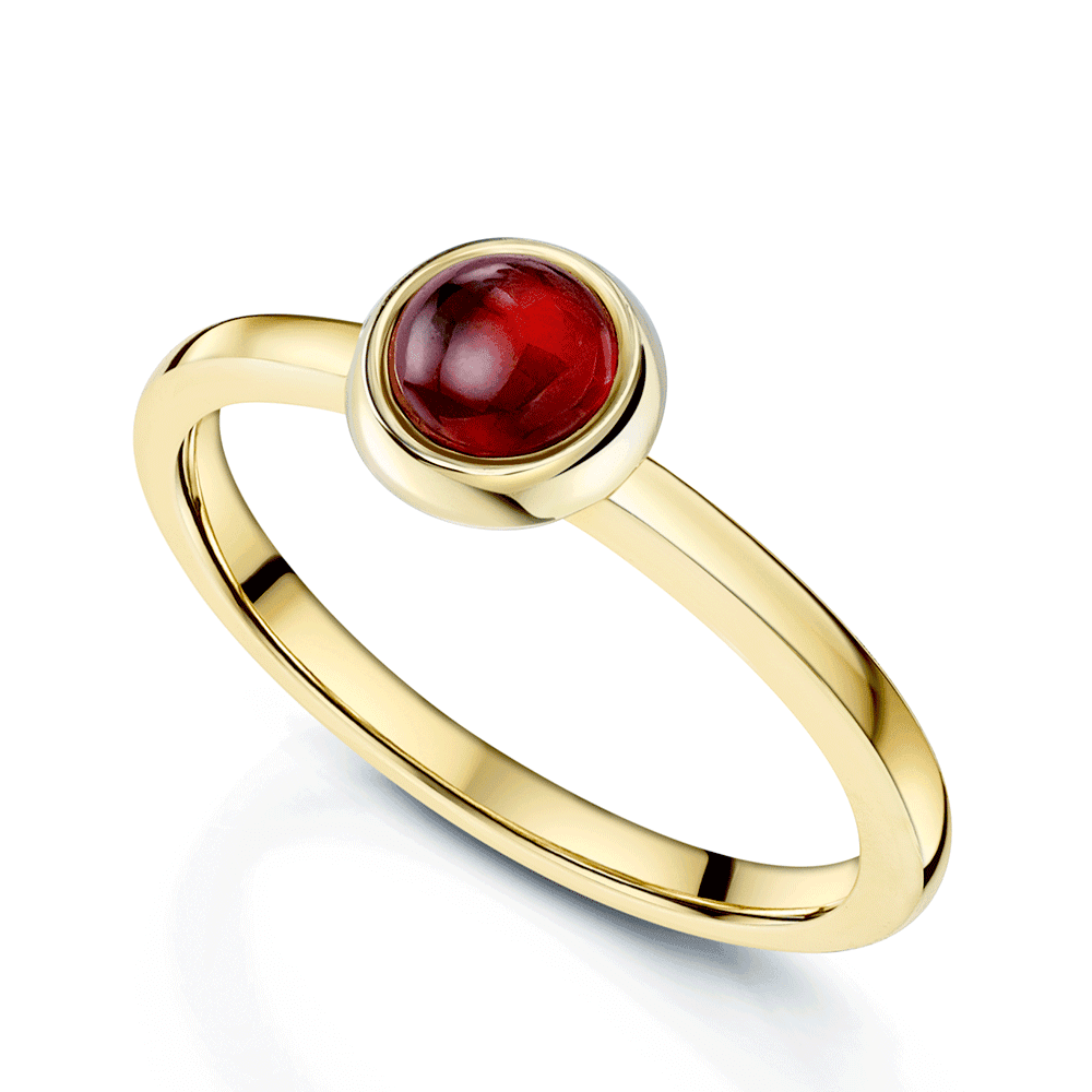 Berry's 18ct Yellow Gold Single Stone Cabochon Garnet Dress Ring - Berry's Jewellers