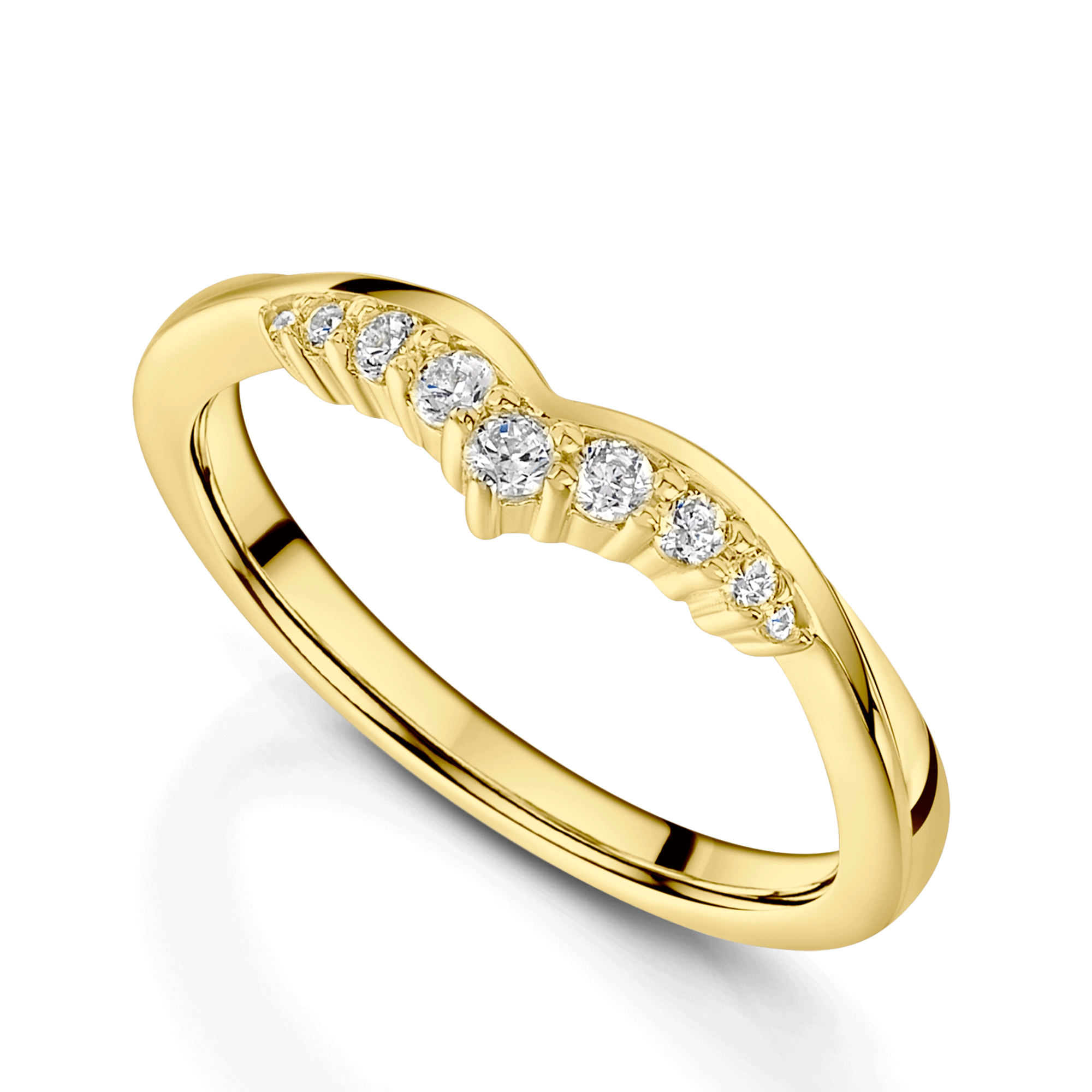 Berry's 18ct Yellow Gold V Shaped Diamond Set Wedding Ring - Berry's Jewellers