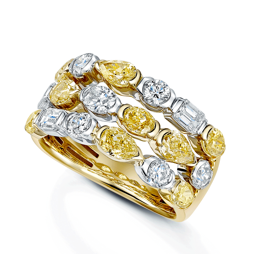 Berry's 18ct Yellow & White Gold Dress Ring With Fancy Shaped Yellow & White Diamonds - Berry's Jewellers