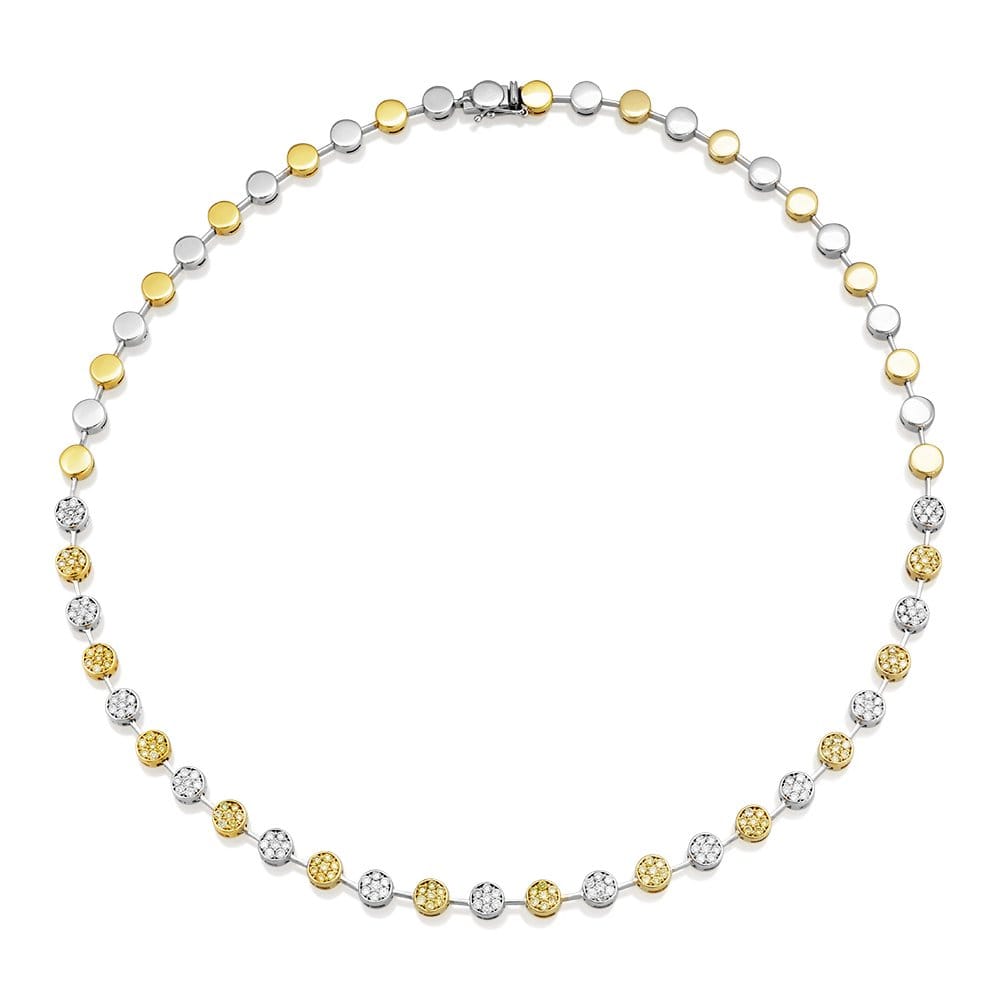 18ct Yellow & White Gold Necklet Set With Yellow & White Diamonds