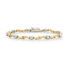 Berry's 18ct Yellow & White Gold Rub Over Set Curved Bar Link Bracelet - Berry's Jewellers