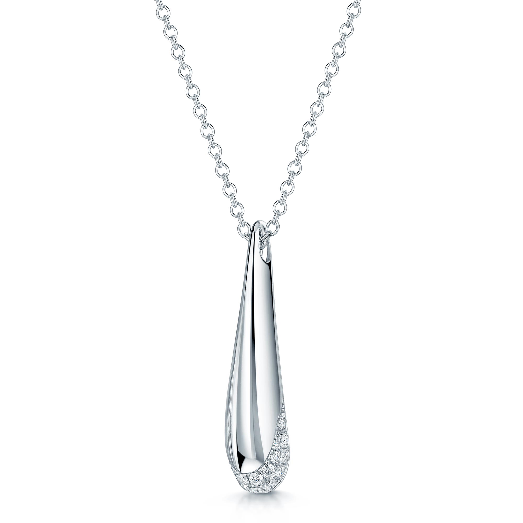 Ember Collection 18ct White Gold Diamond Pave Set Drop Pendant