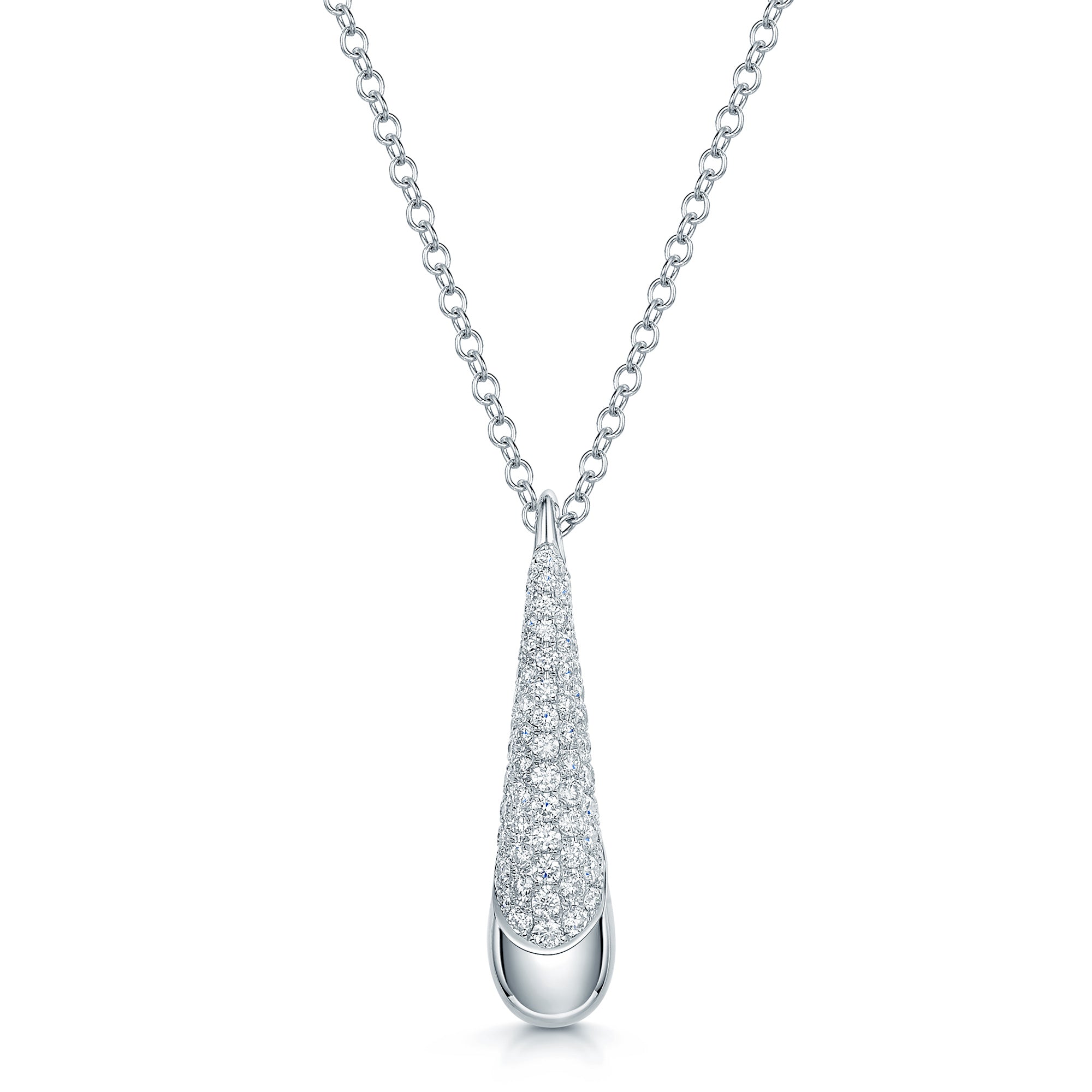 Ember Collection 18ct White Gold Diamond Pave Set Drop Pendant