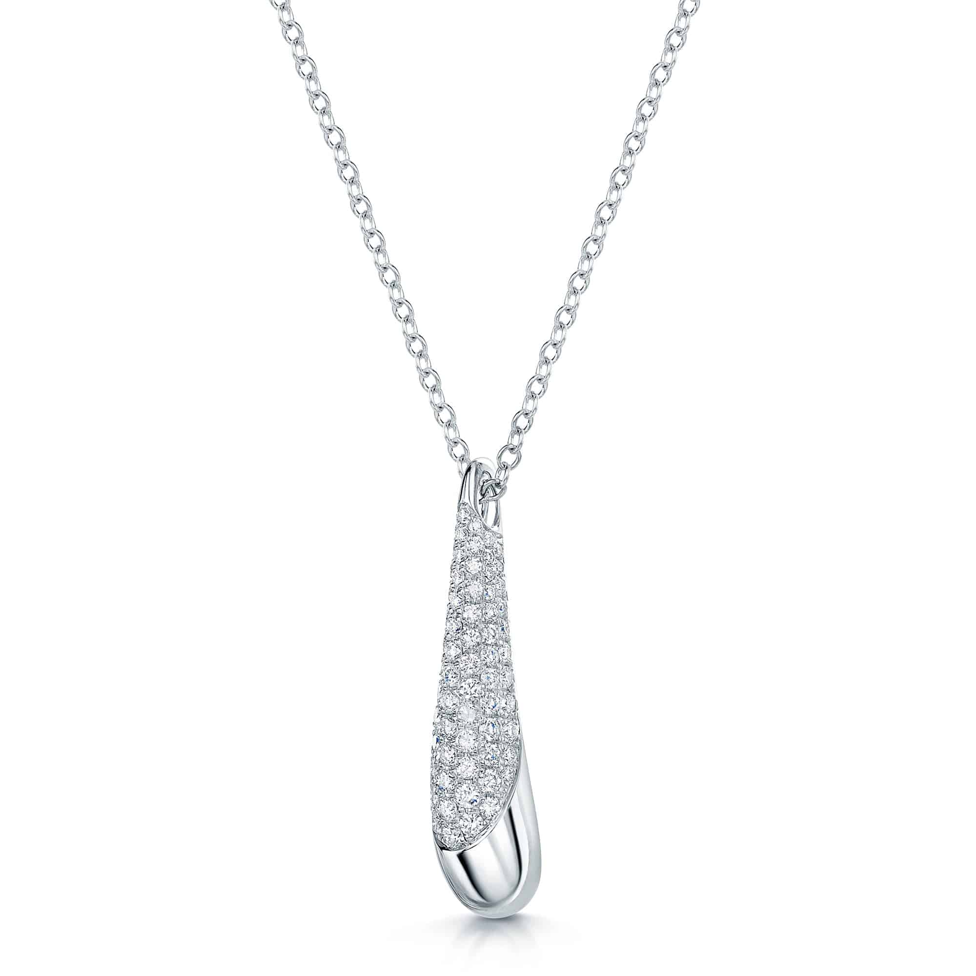 Berry's Ember Collection 18ct White Gold Diamond Pave Set Drop Pendant - Berry's Jewellers