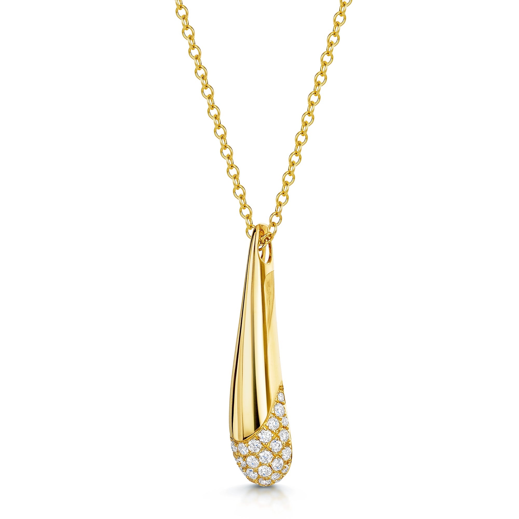 Ember Collection 18ct Yellow Gold Diamond Pave Set Drop Pendant