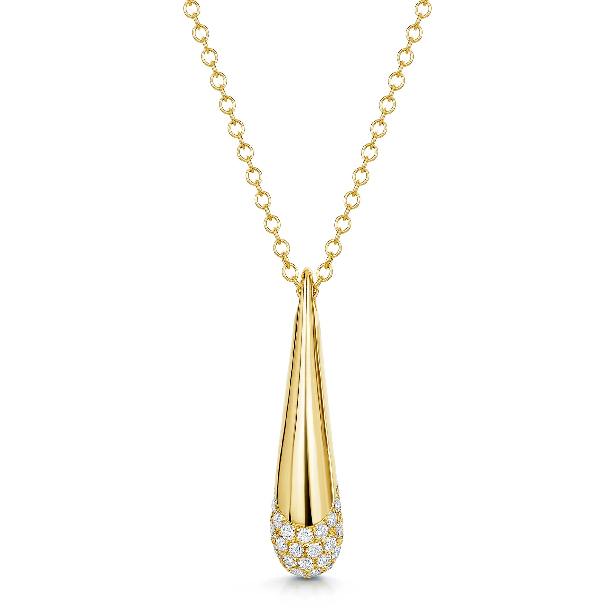 Ember Collection 18ct Yellow Gold Diamond Pave Set Drop Pendant