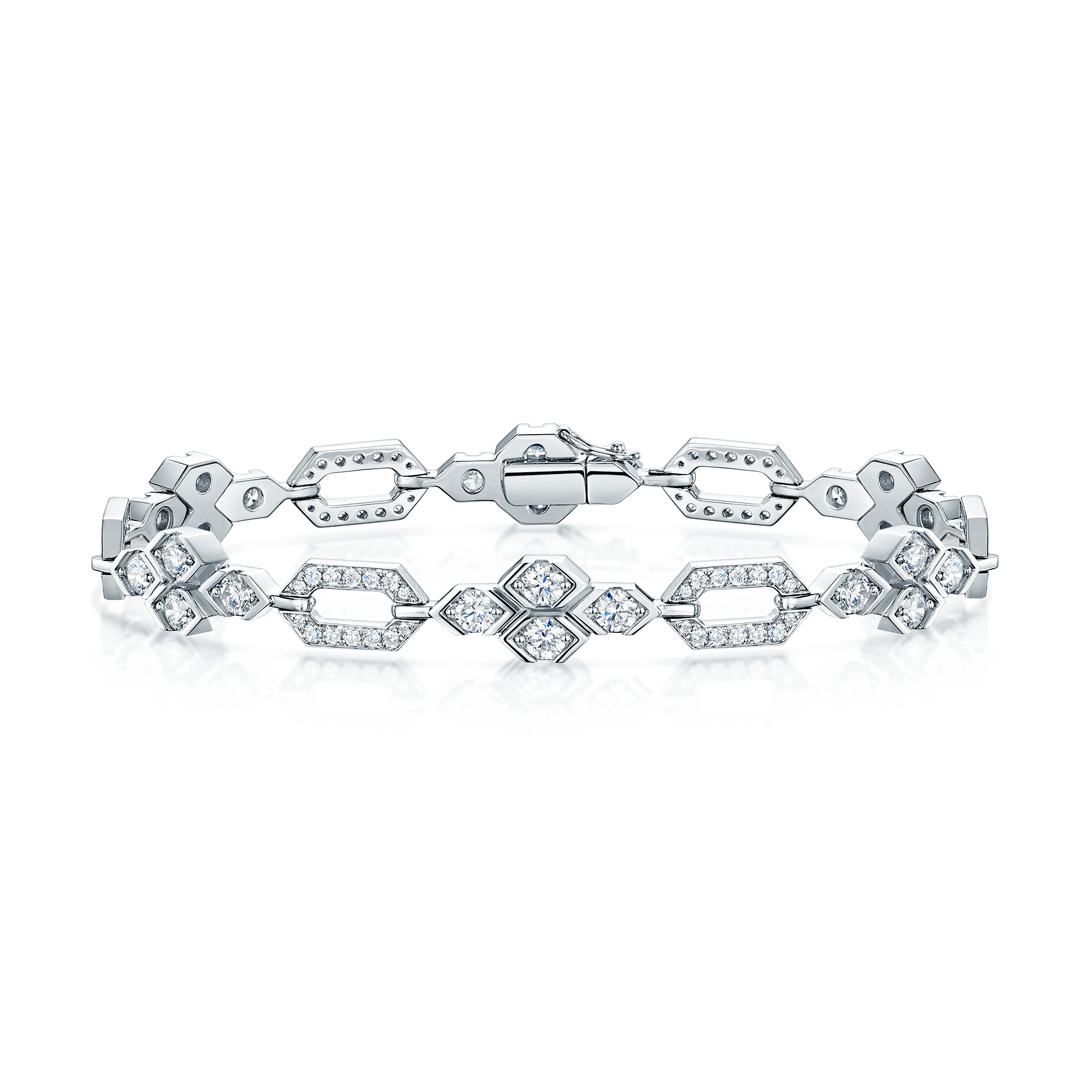 Nouveau Collection 18ct White Gold Full Diamond Line Bracelet