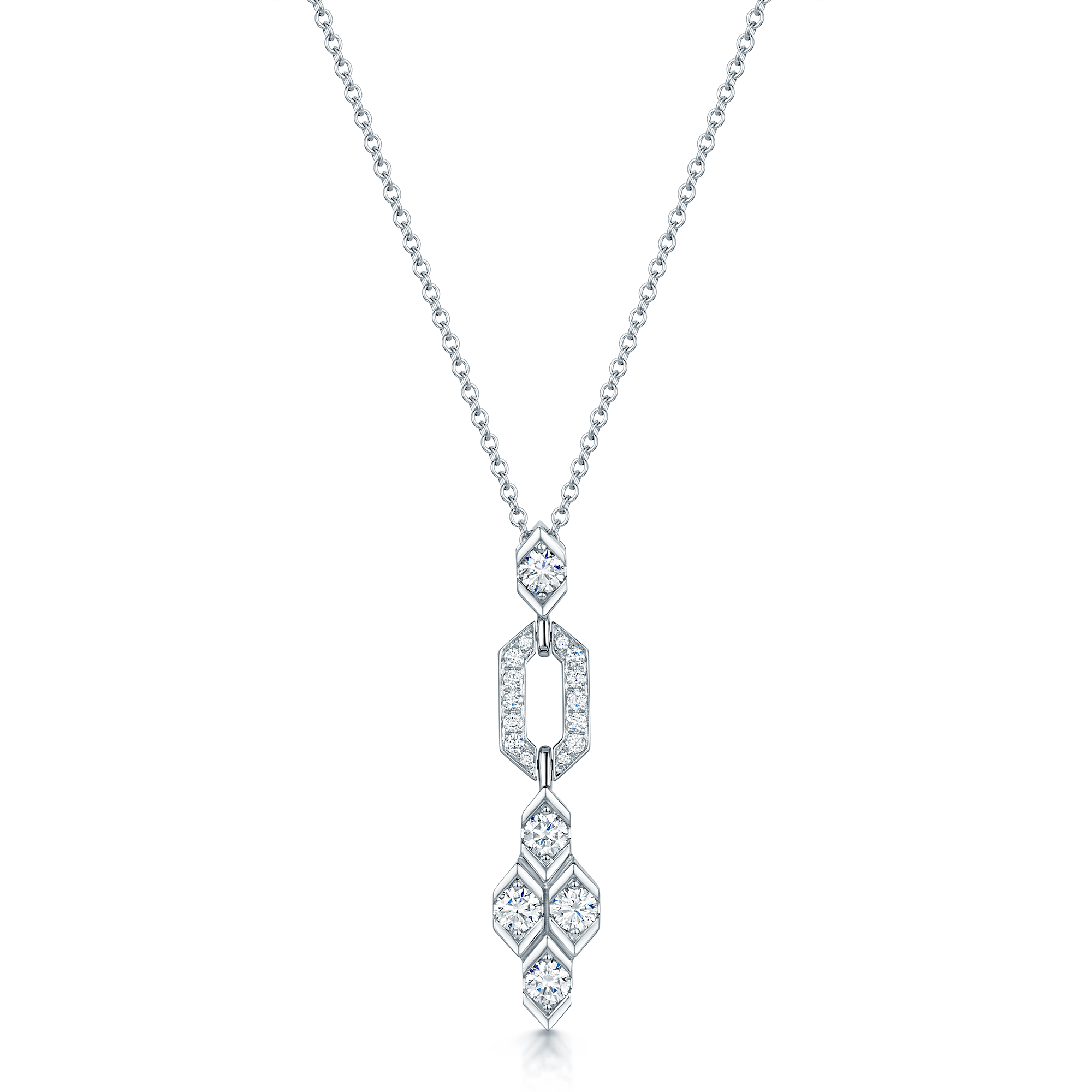 Nouveau Collection 18ct White Gold Full Diamond Pendant