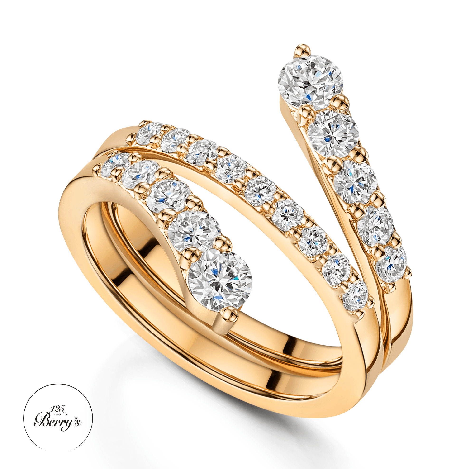 Berry's OPEIA Collection 18ct Rose Gold Round Brilliant Cut Diamond Fancy Triple Twist Ring - Berry's Jewellers