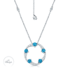 Berry's OPEIA Collection 18ct White Gold Aquamarine And Diamond Fancy Large Circle Pendant With Chain - Berry's Jewellers