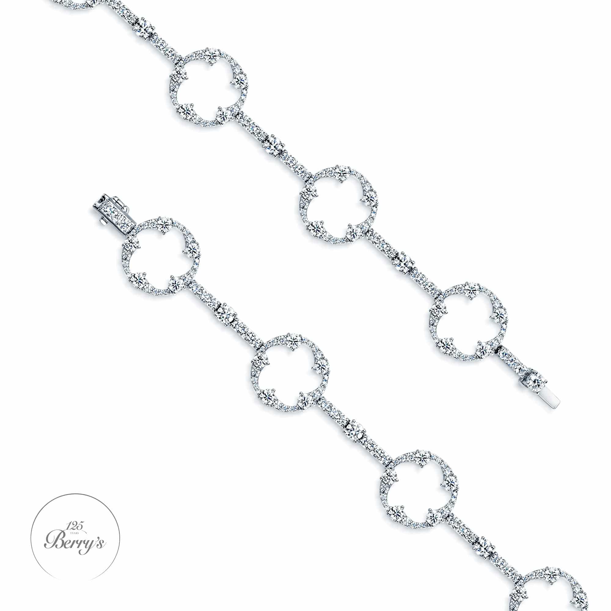 Berry's OPEIA Collection 18ct White Gold Diamond Fancy Circle line Bracelet - Berry's Jewellers