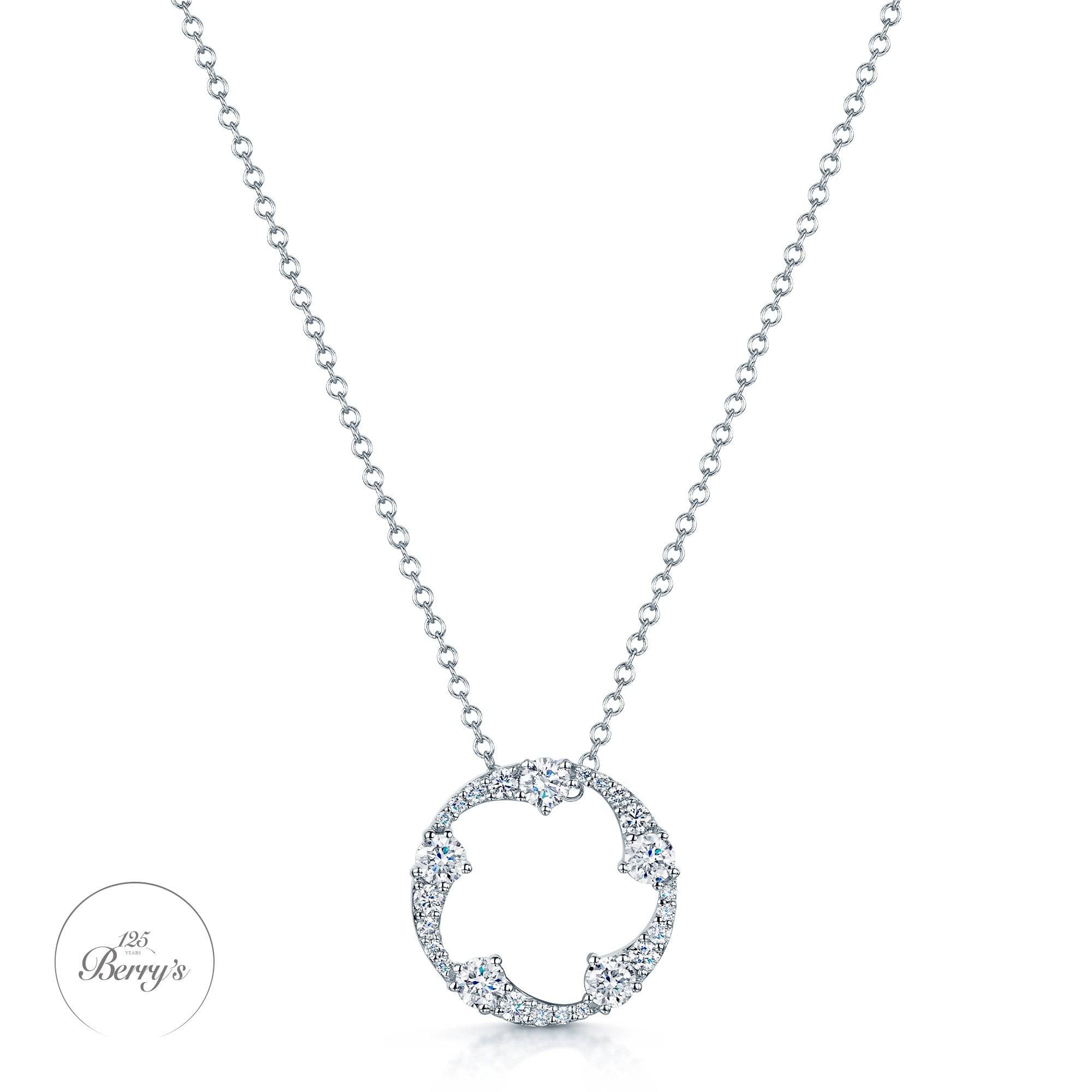 Berry's OPEIA Collection 18ct White Gold Diamond Fancy Circle Pendant With Chain - Berry's Jewellers