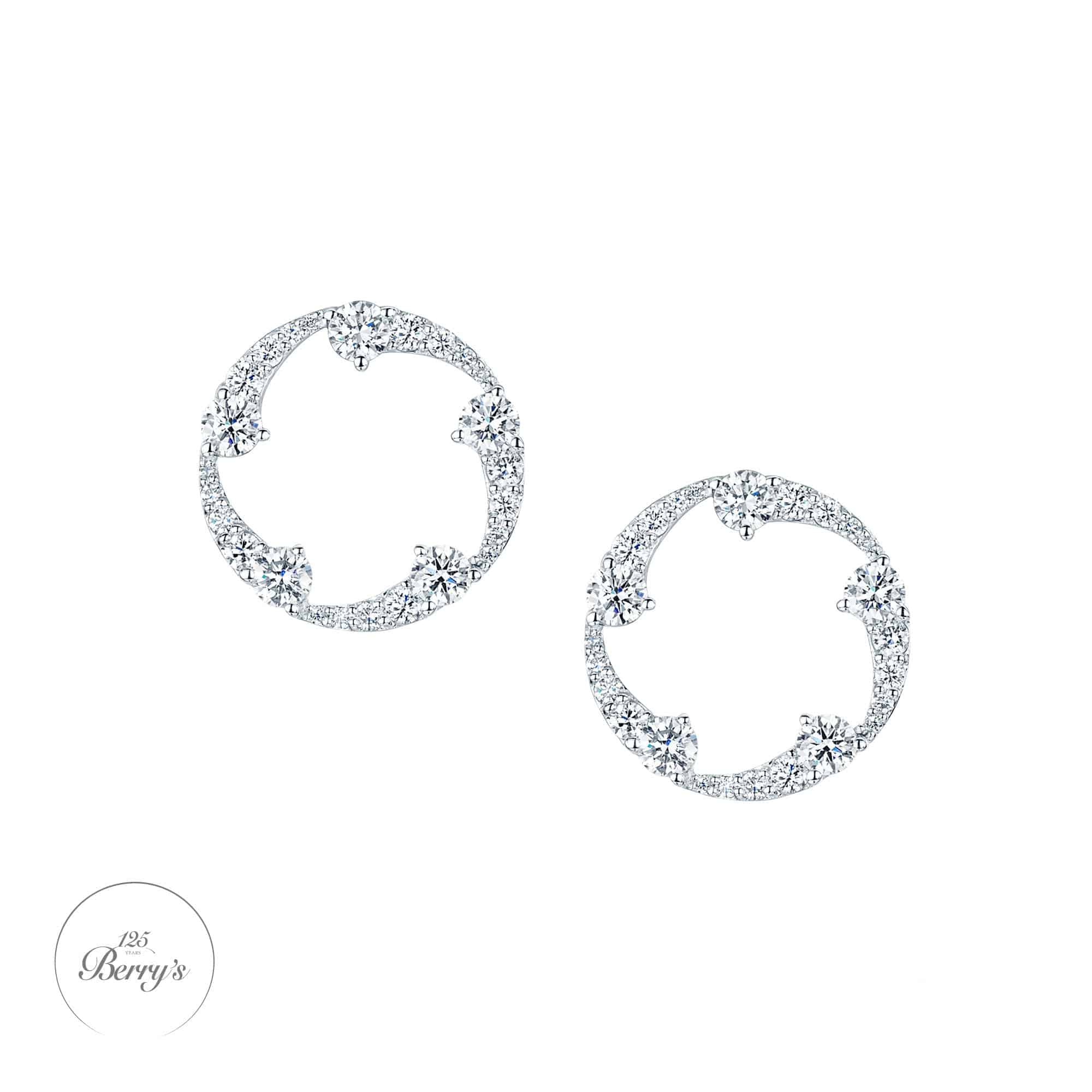 Berry's OPEIA Collection 18ct White Gold Diamond Fancy Circle Stud Earrings - Berry's Jewellers