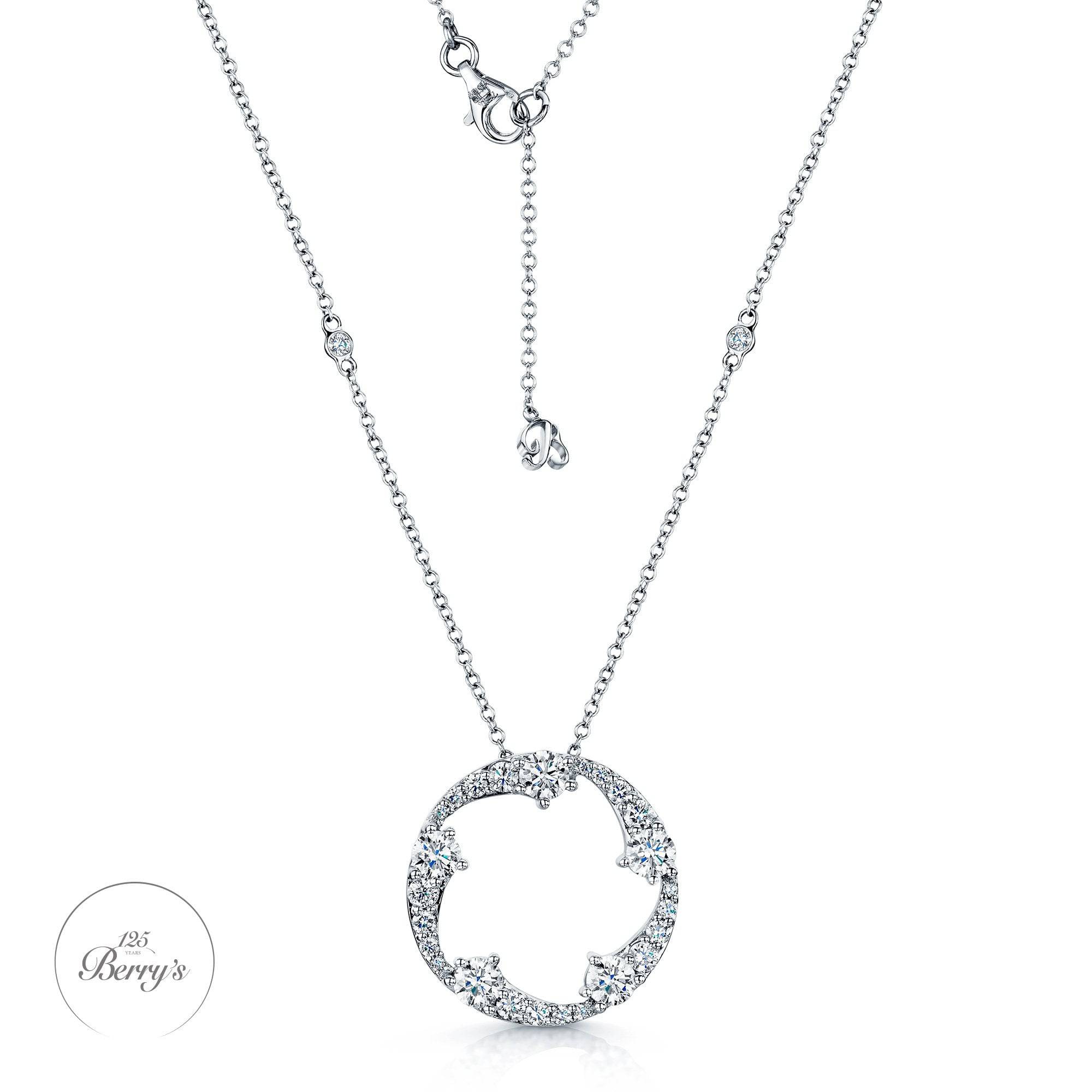 Berry's OPEIA Collection 18ct White Gold Diamond Fancy Large Circle Pendant With Chain - Berry's Jewellers