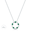 Berry's OPEIA Collection 18ct White Gold Emerald And Diamond Fancy Circle Pendant With Chain - Berry's Jewellers