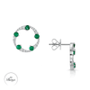 Berry's OPEIA Collection 18ct White Gold Emerald And Diamond Fancy Circle Stud Earrings - Berry's Jewellers