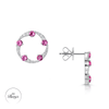 Berry's OPEIA Collection 18ct White Gold Pink Sapphire And Diamond Fancy Circle Stud Earrings - Berry's Jewellers