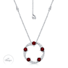 OPEIA Collection 18ct White Gold Ruby And Diamond Fancy Large Circle Pendant With Chain