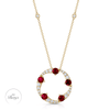 Berry's OPEIA Collection 18ct Yellow Gold Ruby And Diamond Fancy Large Circle Pendant With Chain - Berry's Jewellers